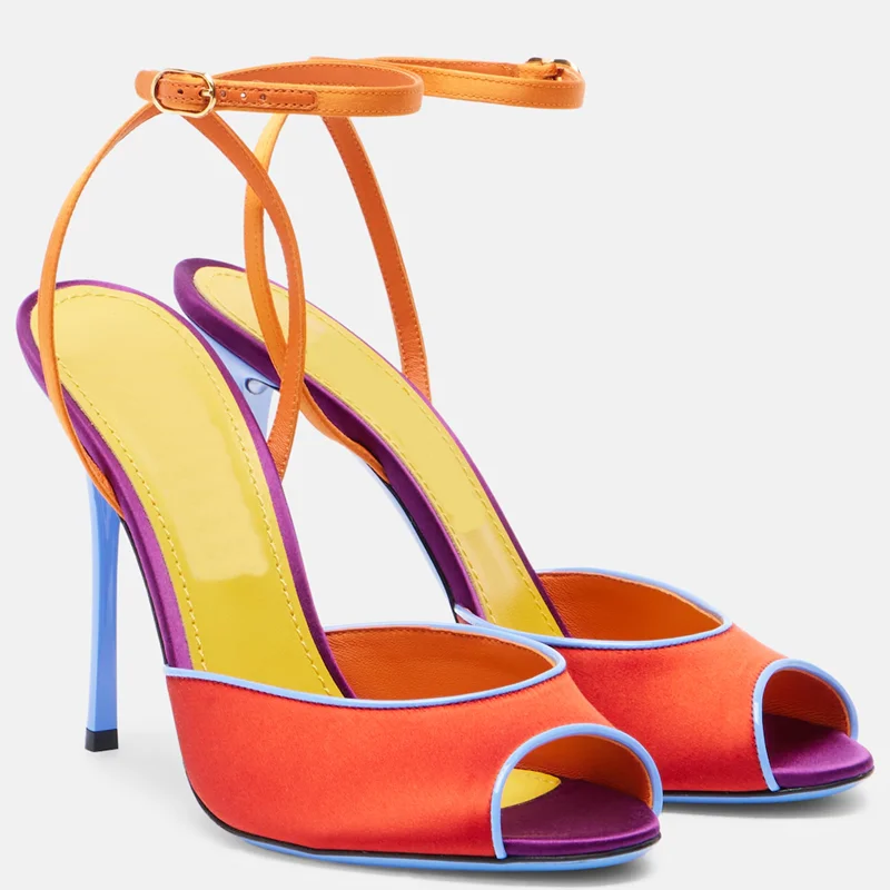 Peep Toe Heels - Sandalias de Satén con Punta Abierta