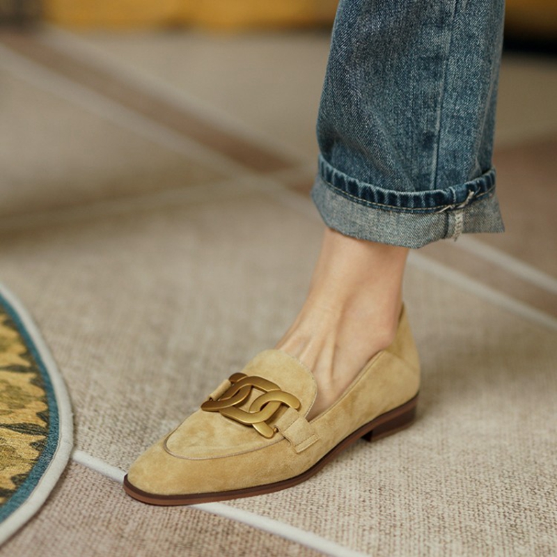 Women Shoes Loafers - Mocasines de cuero de ante para