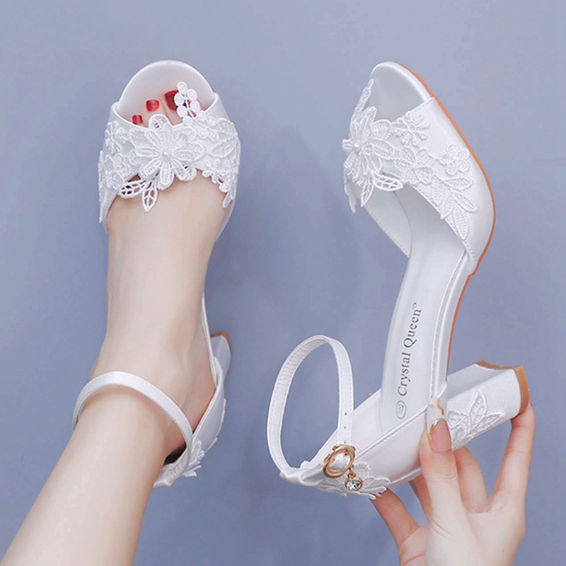 Peep Toe Heels - Sandalias de vestido de novia con