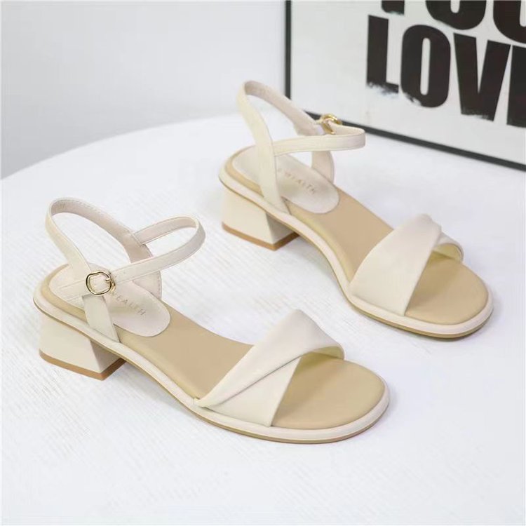 Women Shoes Model - Sandalias de tacón de bloque Evening