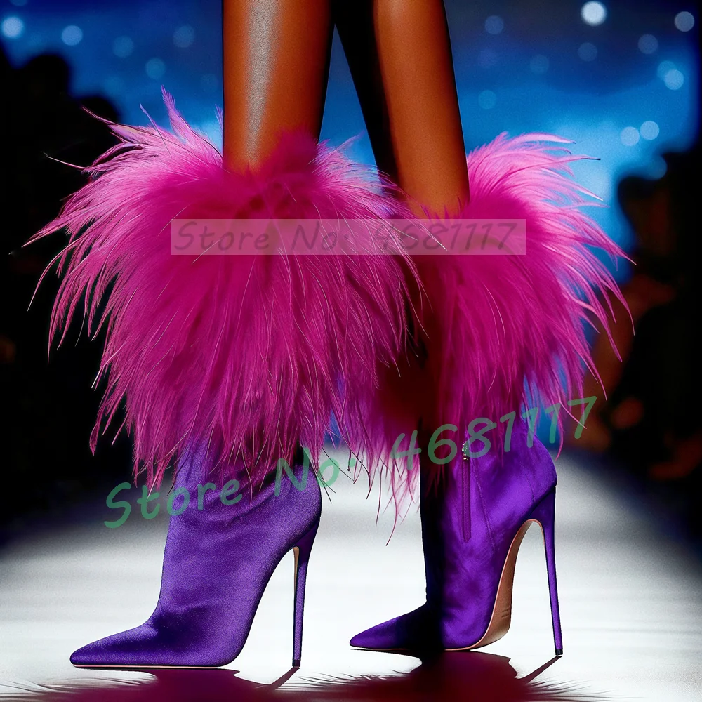 Women'S Shoes Big Feet - Botas medias elásticas de terciopelo de