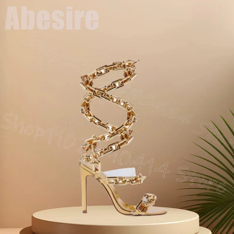 Gold Chain Sandal - Sandalias de mujer con diseño calado