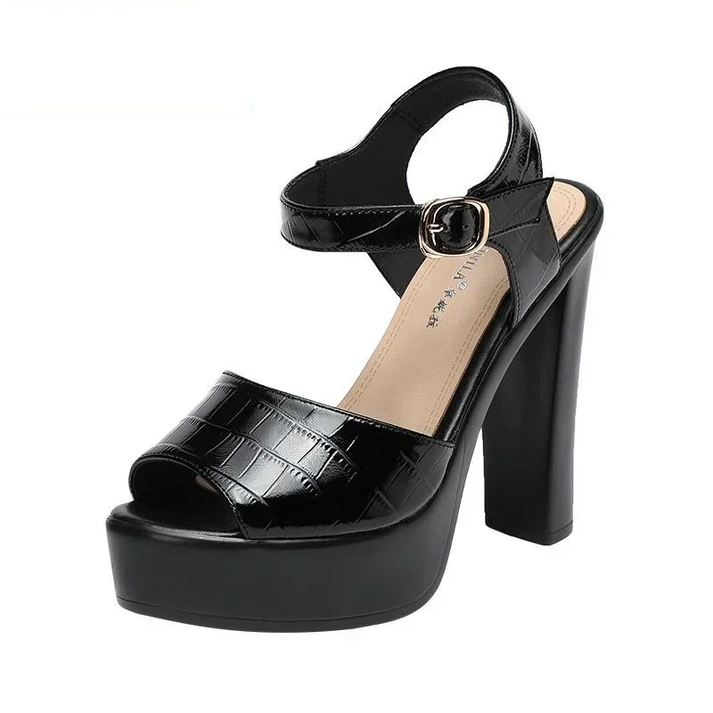 Women Shoes Model - Sandalias de cuero genuino de 10cm