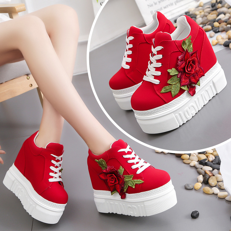 Wedge Heeled Sneaker - Zapatillas Deportivas para Mujer, Tacón Oculto
