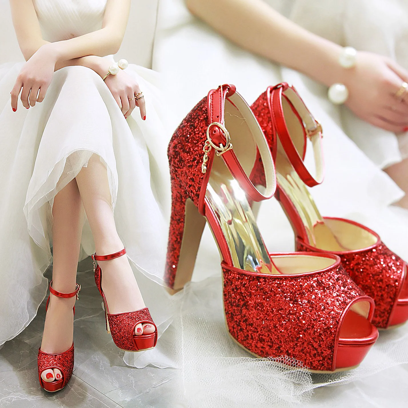 Sandalias plateadas de verano  - Peep Toe Heels reseña y precio