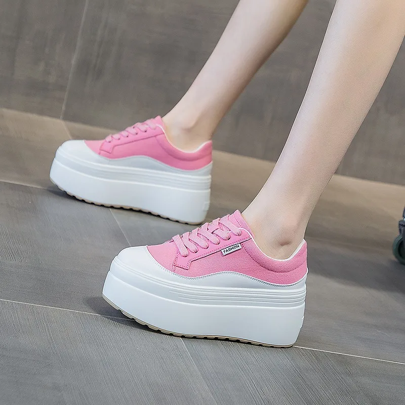 8cm nueva lona cuero genuino m - Wedge Heeled Sneaker reseña y precio