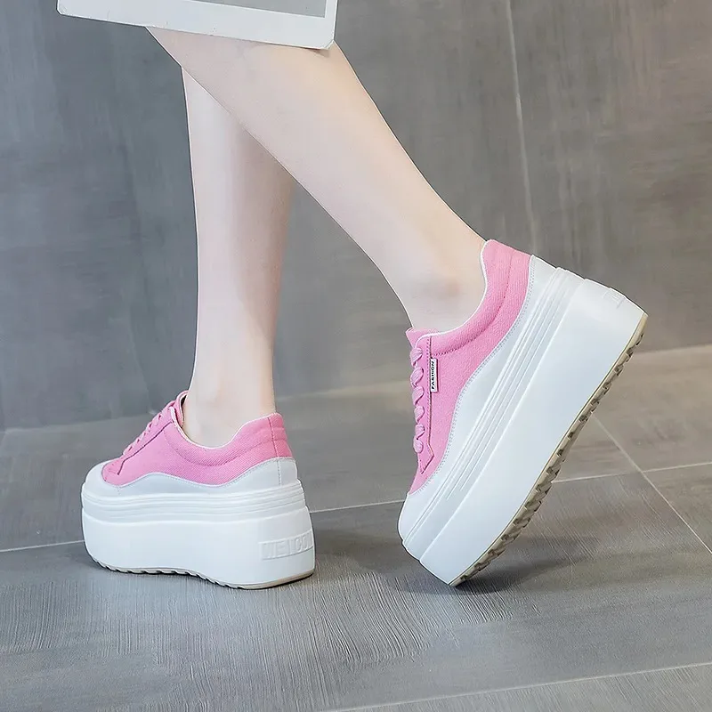 8cm nueva lona cuero genuino m - Wedge Heeled Sneaker reseña y precio