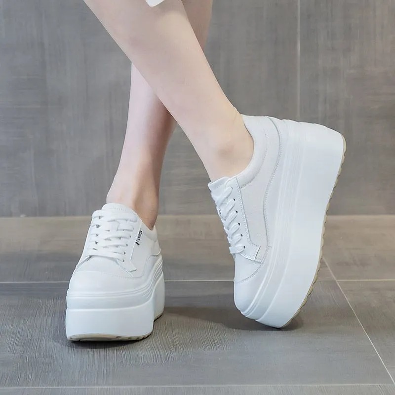 8cm nueva lona cuero genuino m - Wedge Heeled Sneaker reseña y precio